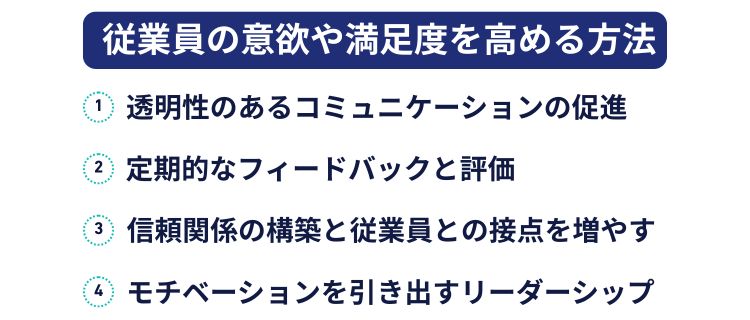 従業員の意欲や満足度を向上させるための方法